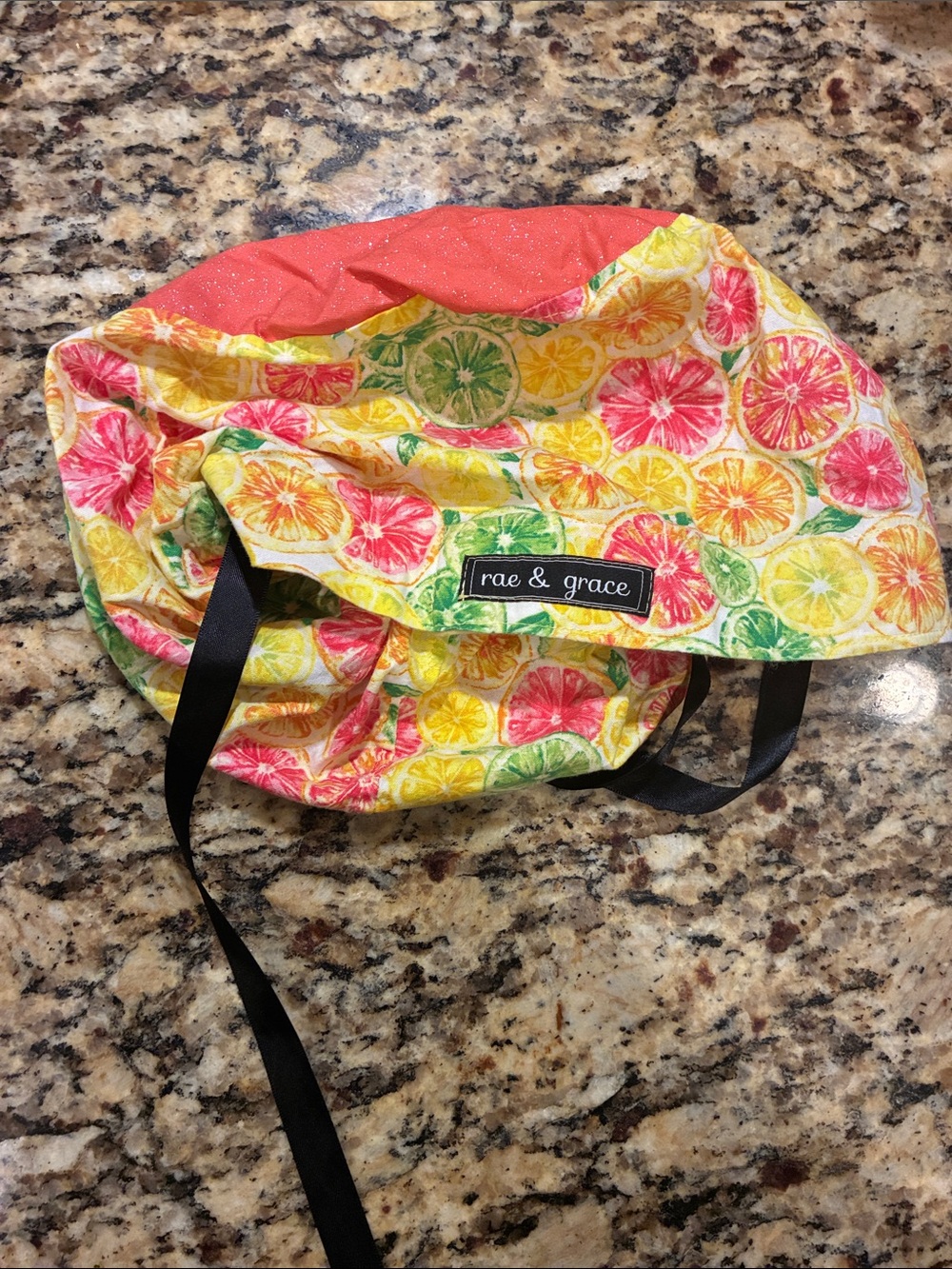 Citrus Print Scrub Hat - Yellow/Green/Pink